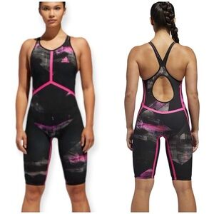 Adidas Adizero XVIII Breastroke Pro Swimwear 22” Black/Shock Pink Open Back $469
